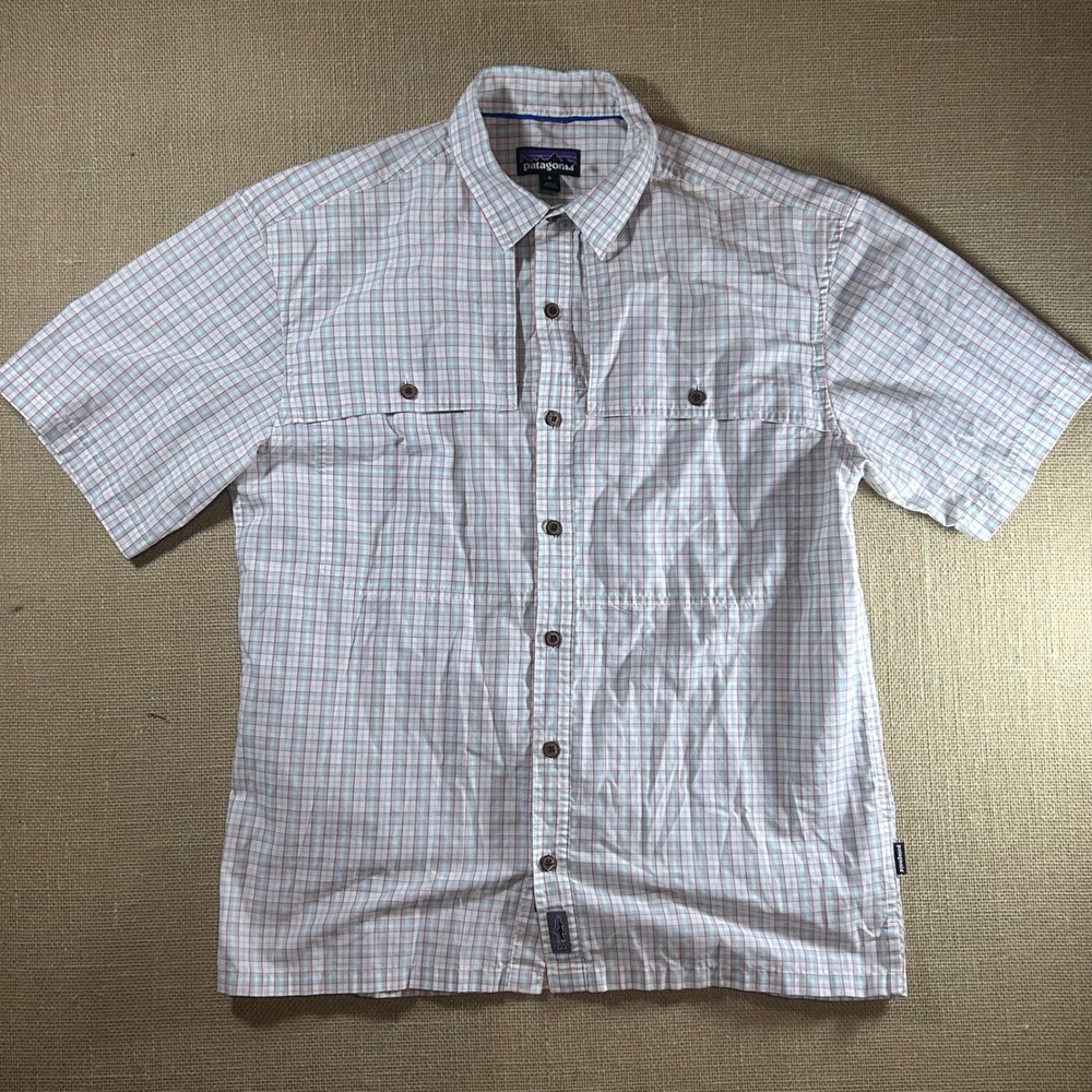 Patagonia Island Hopper Shirt Mens M Plaid Short Sleeve Outdoor Utility Fishing